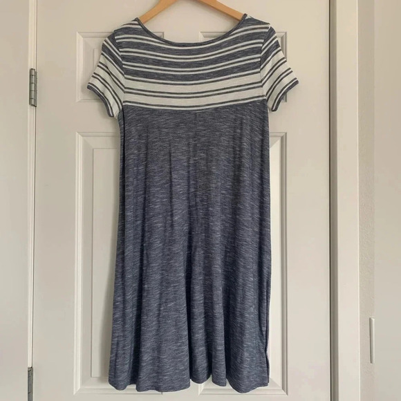 Max Studio Babydoll Striped Scoop Neck T-Shirt Dress - Blue - Size XS - EUC‎ - Picture 6 of 6